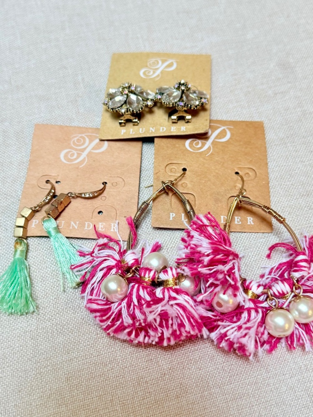 Assortment of 3 Plunder Pierced Earrings Boho Fun NWT